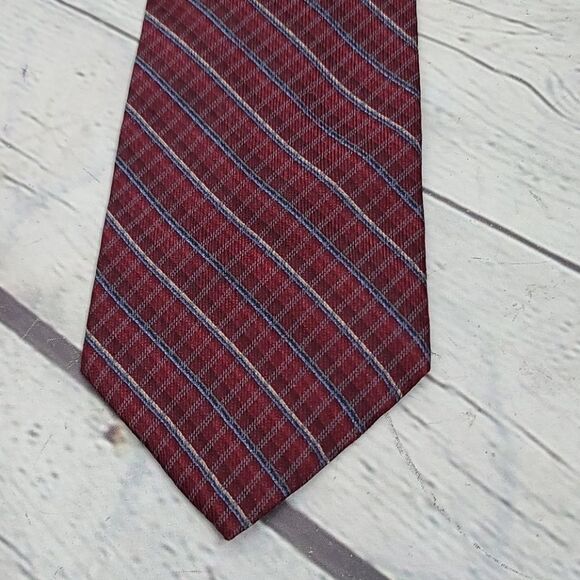 Vintage Red & Blue Plaid Silk Neck Tie - Picture 1 of 7